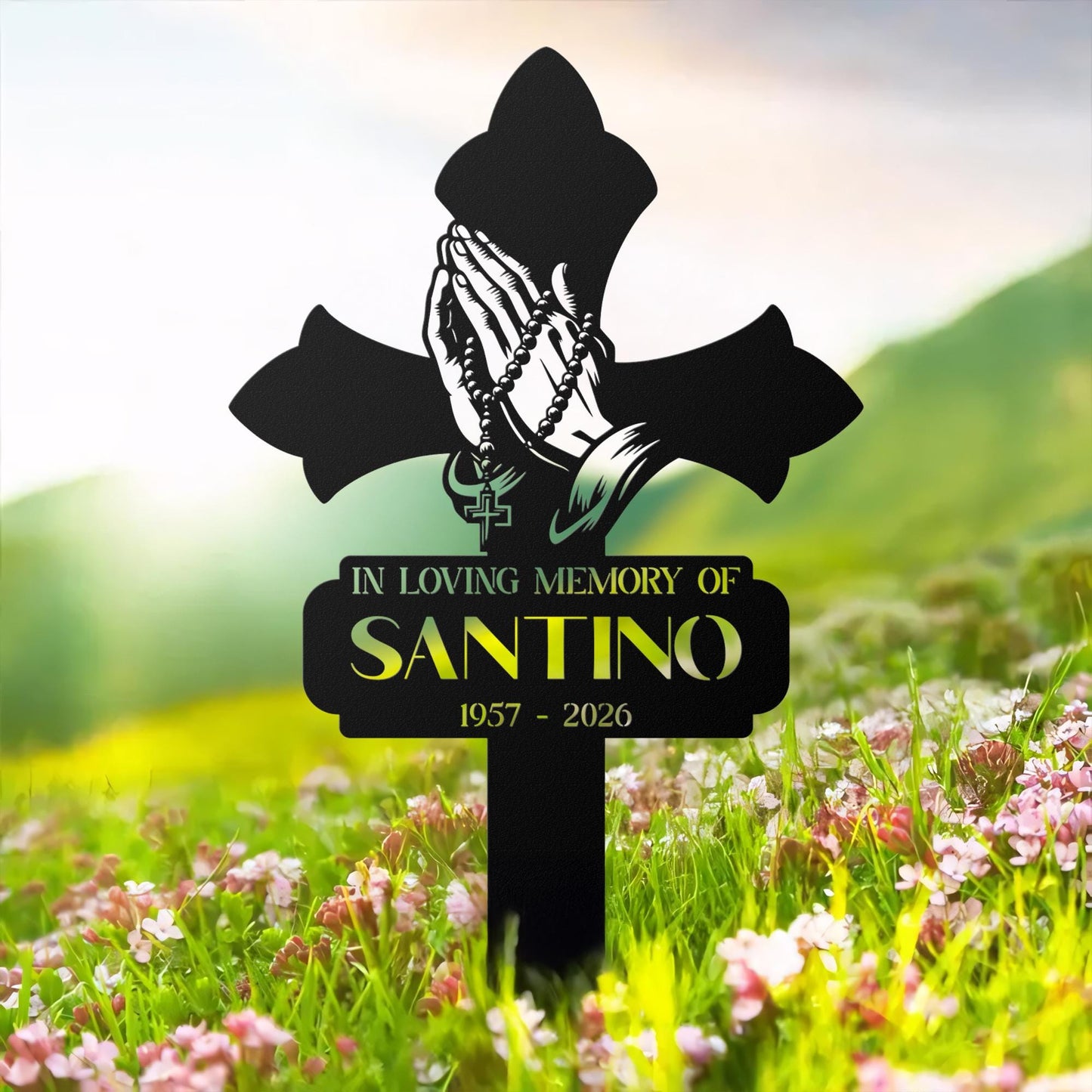 Personalized Christian Memorial Cross – Custom Garden Grave Marker