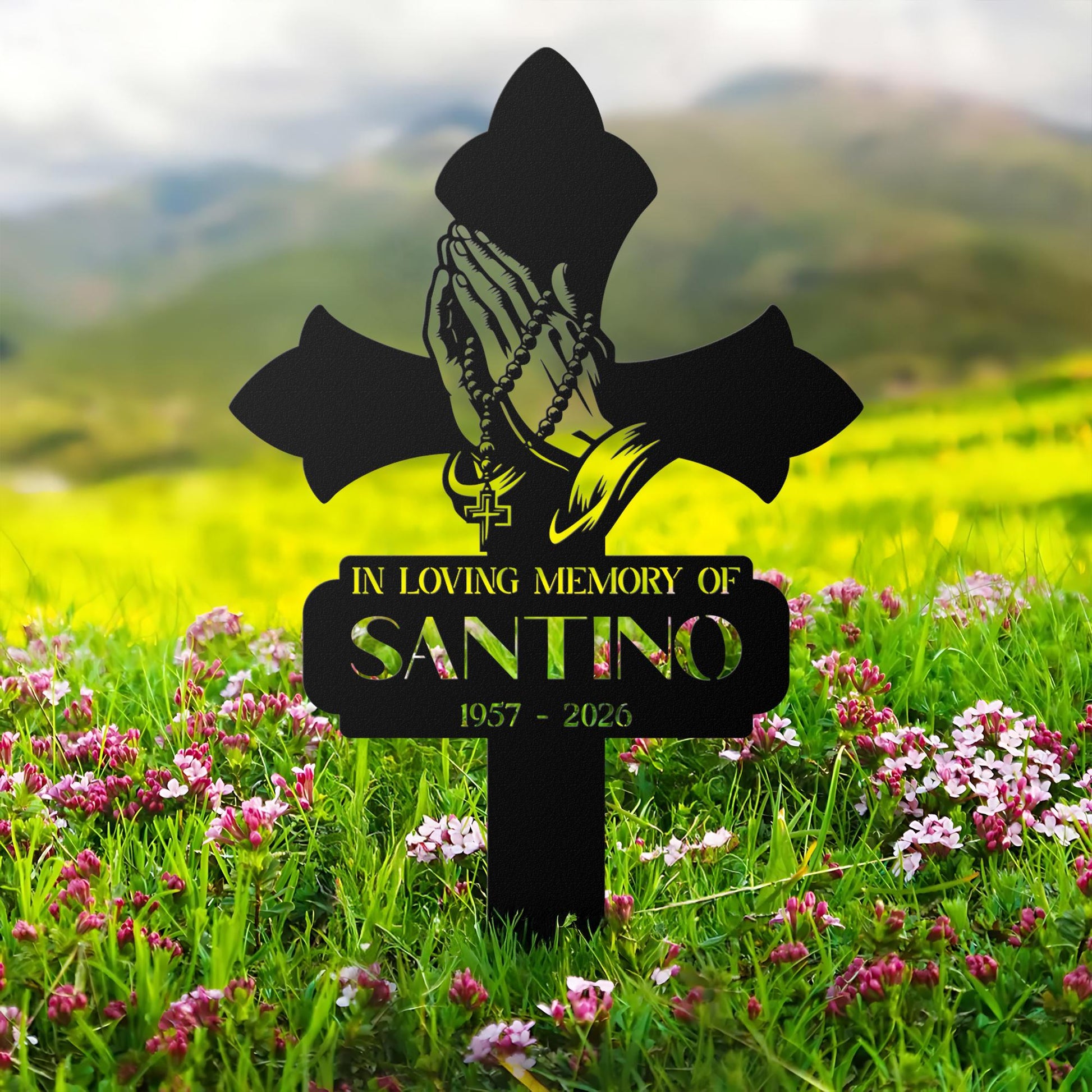 Personalized Christian Memorial Cross – Custom Garden Grave Marker