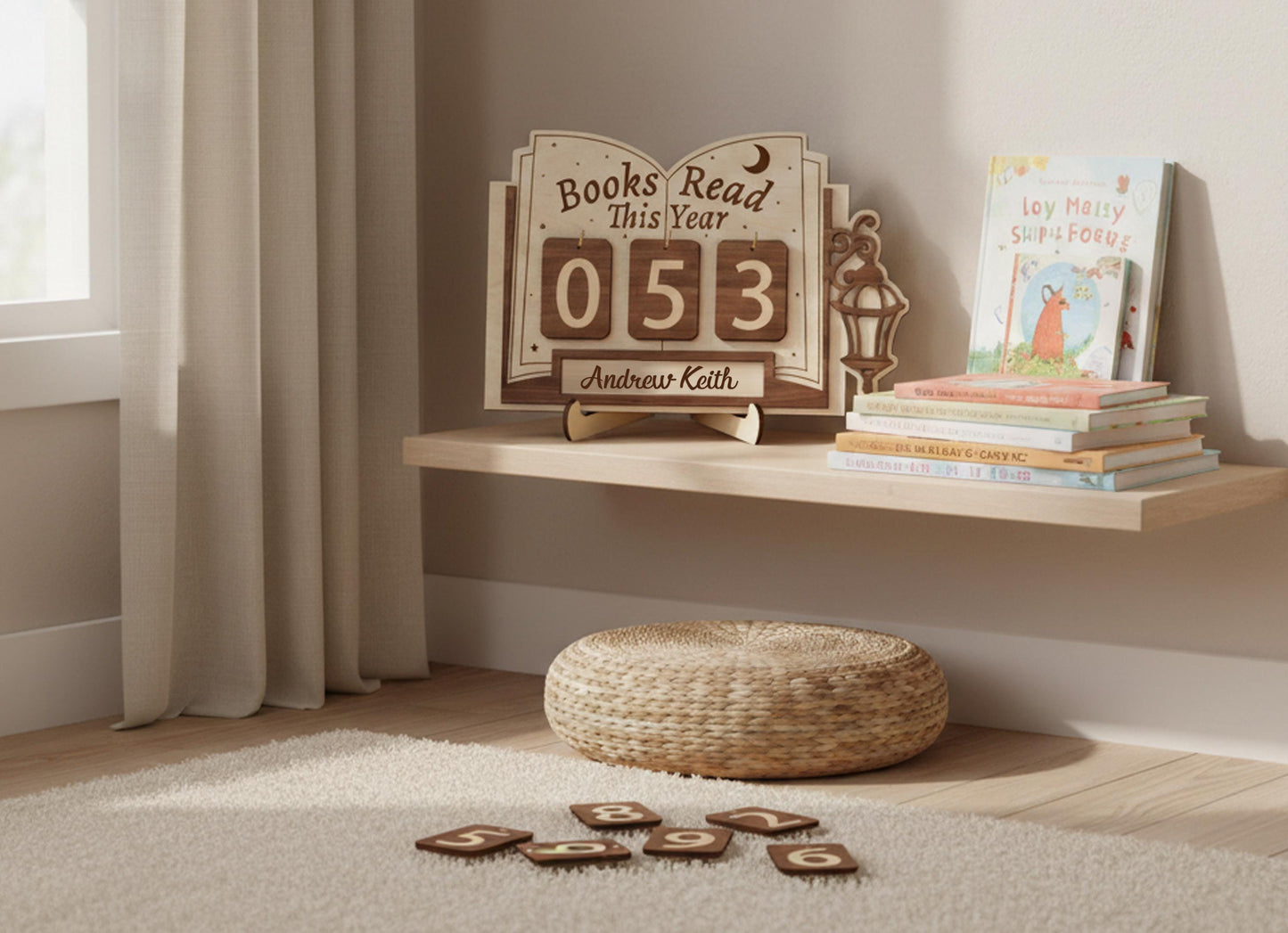 Custom Book Tracker, Books Read This Year Counter, Reading Challenge Tracker, Mini Bookshelf Decor, Gift for Book Lovers