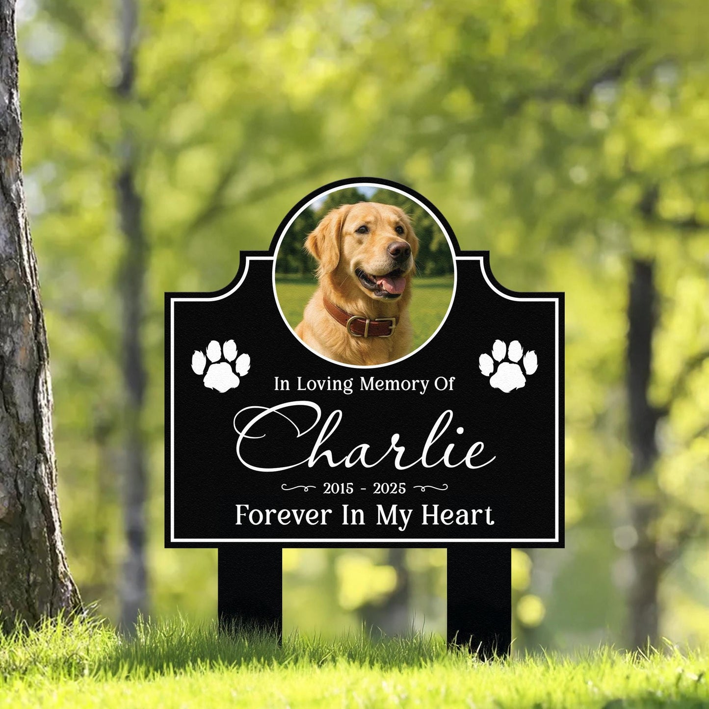 Personalized Pet Memorial Garden Stake – Custom Photo Dog & Cat Grave Marker