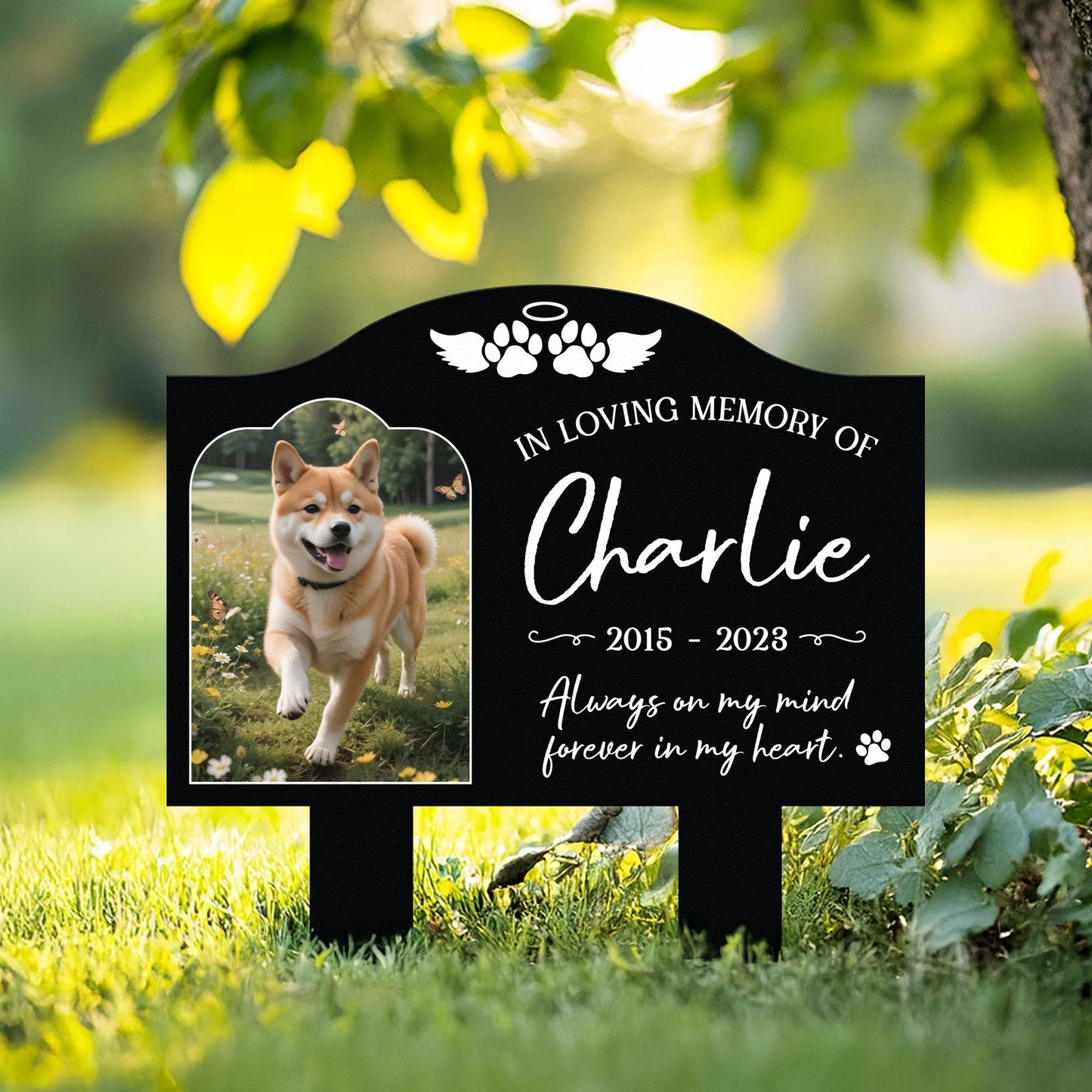 Personalized Pet Memorial Garden Stake – Custom Photo Dog & Cat Grave Marker