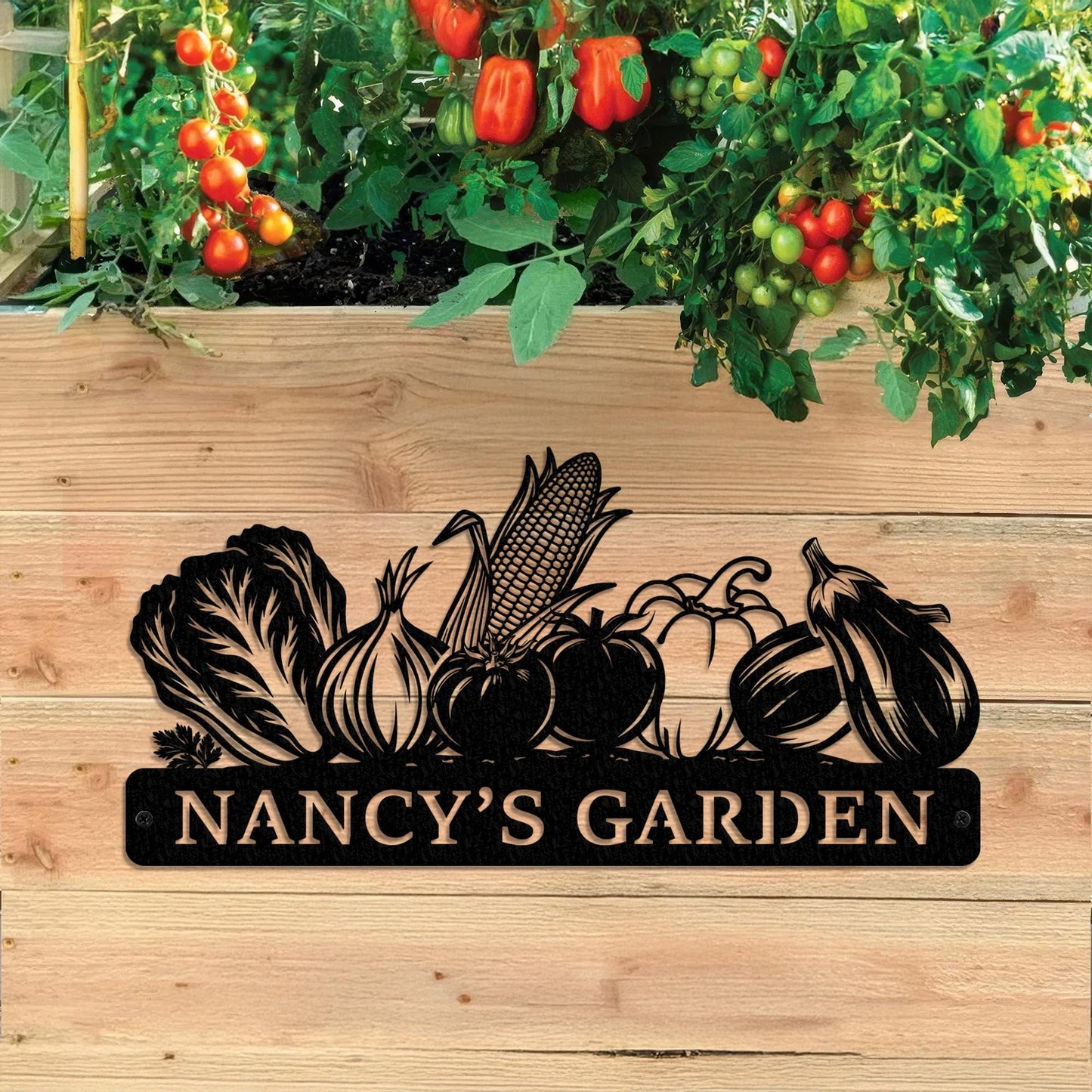 Rustic Garden Metal Sign – Personalized Backyard Vegetable Garden Wall Art
