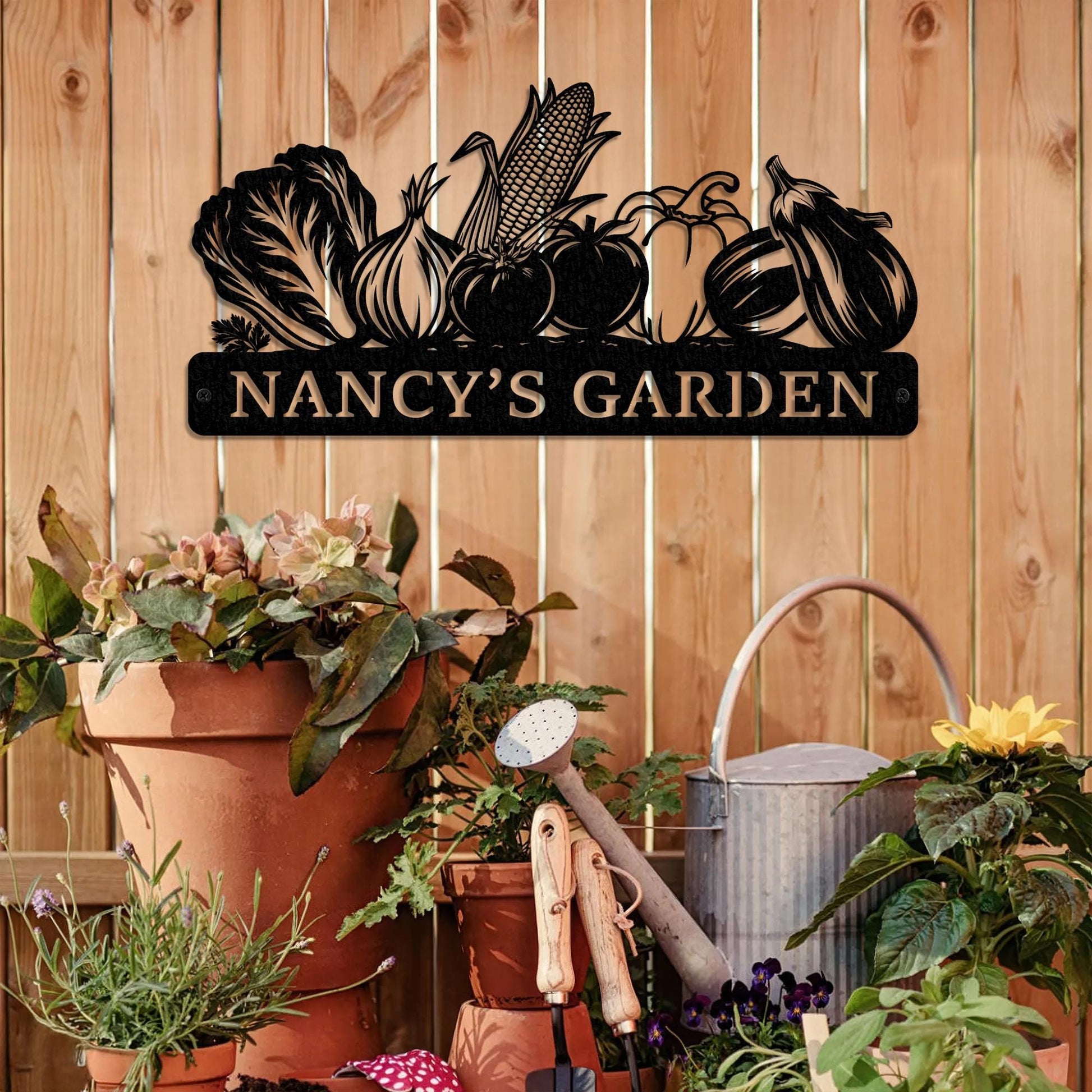 Rustic Garden Metal Sign – Personalized Backyard Vegetable Garden Wall Art