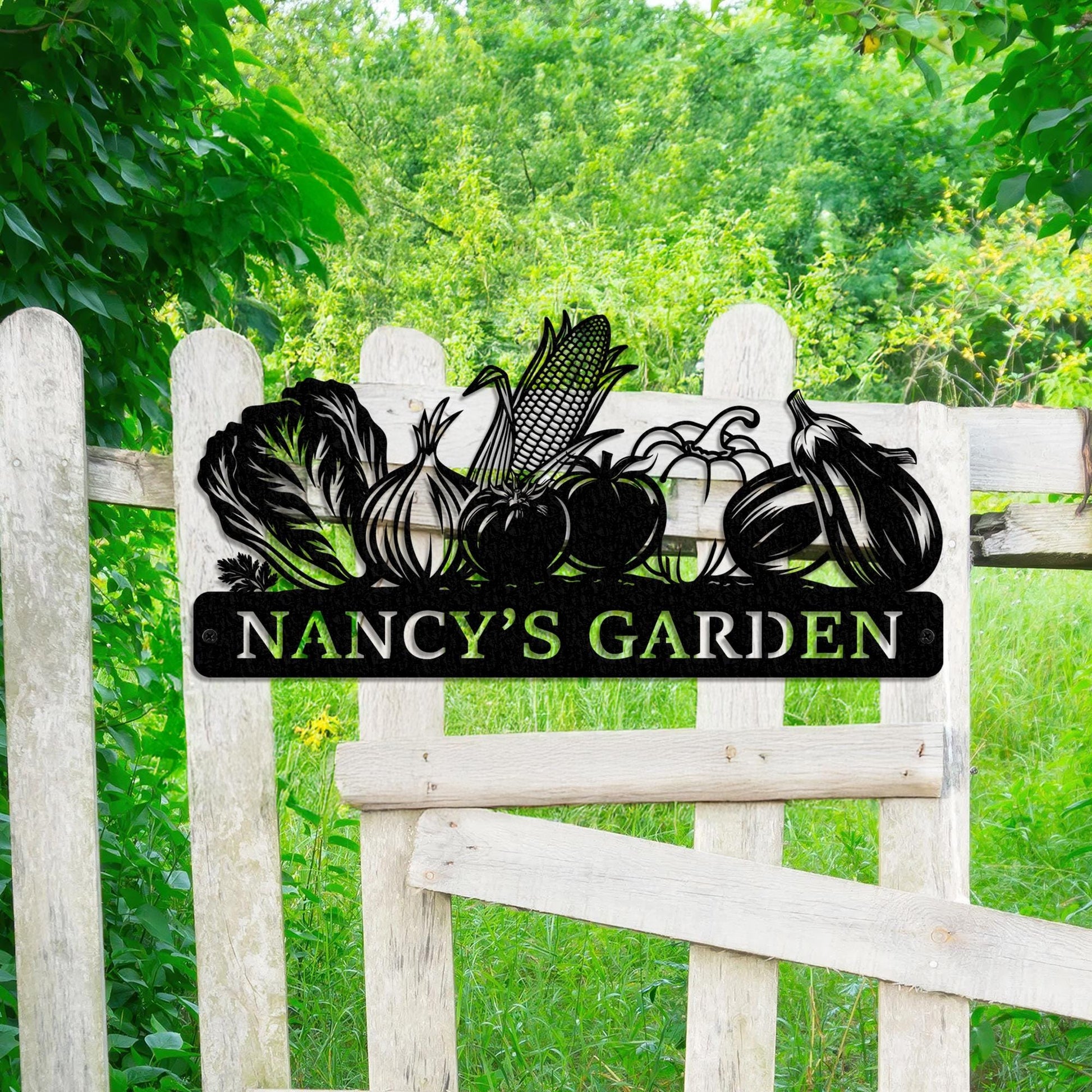 Rustic Garden Metal Sign – Personalized Backyard Vegetable Garden Wall Art