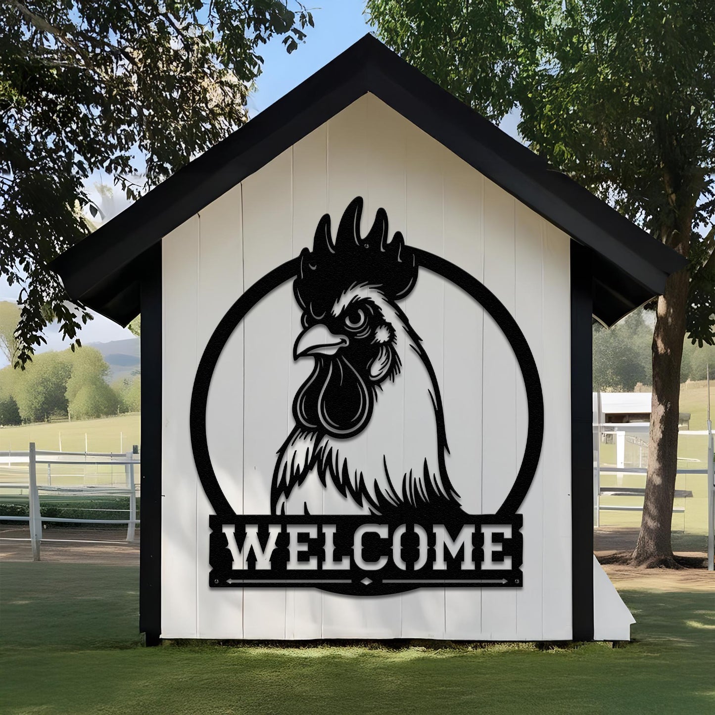 Custom Name Metal Sign – Welcome Chicken Coop Farm Decor