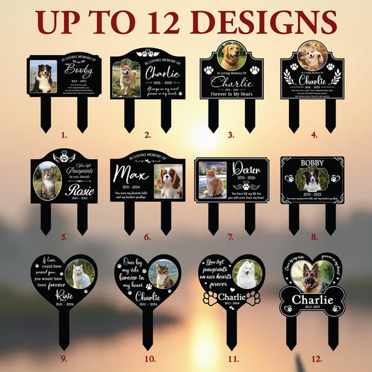 Personalized Pet Memorial Garden Stake – Custom Photo Dog & Cat Grave Marker