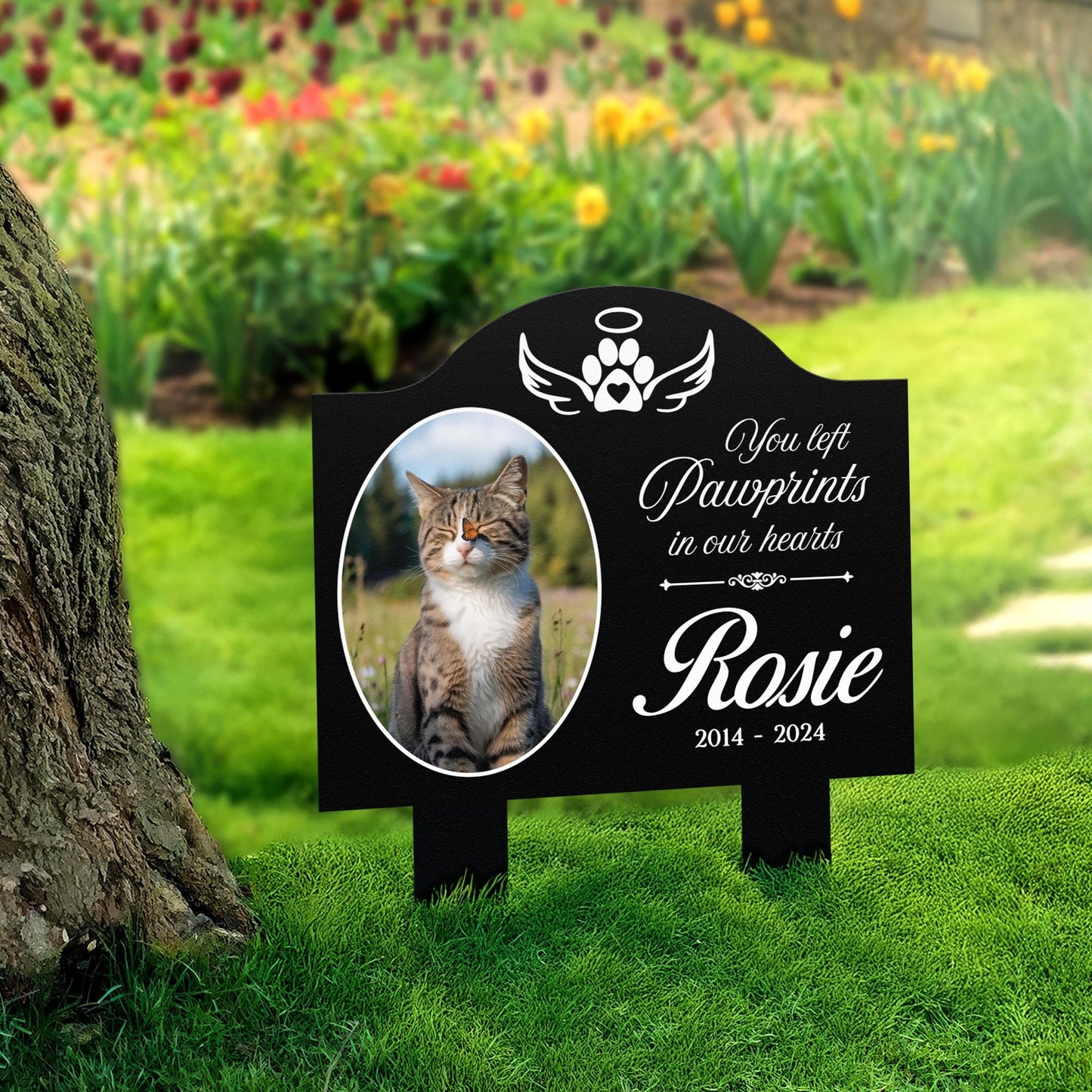 Personalized Pet Memorial Garden Stake – Custom Photo Dog & Cat Grave Marker