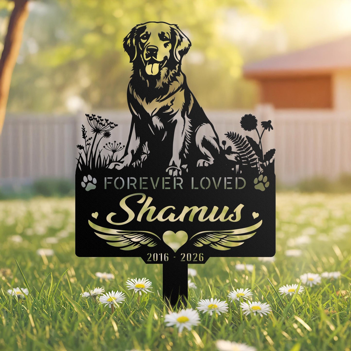 Personalized Dog Memorial Garden Stake – Custom Pet Grave Marker, Forever Loved Dog Remembrance Sign