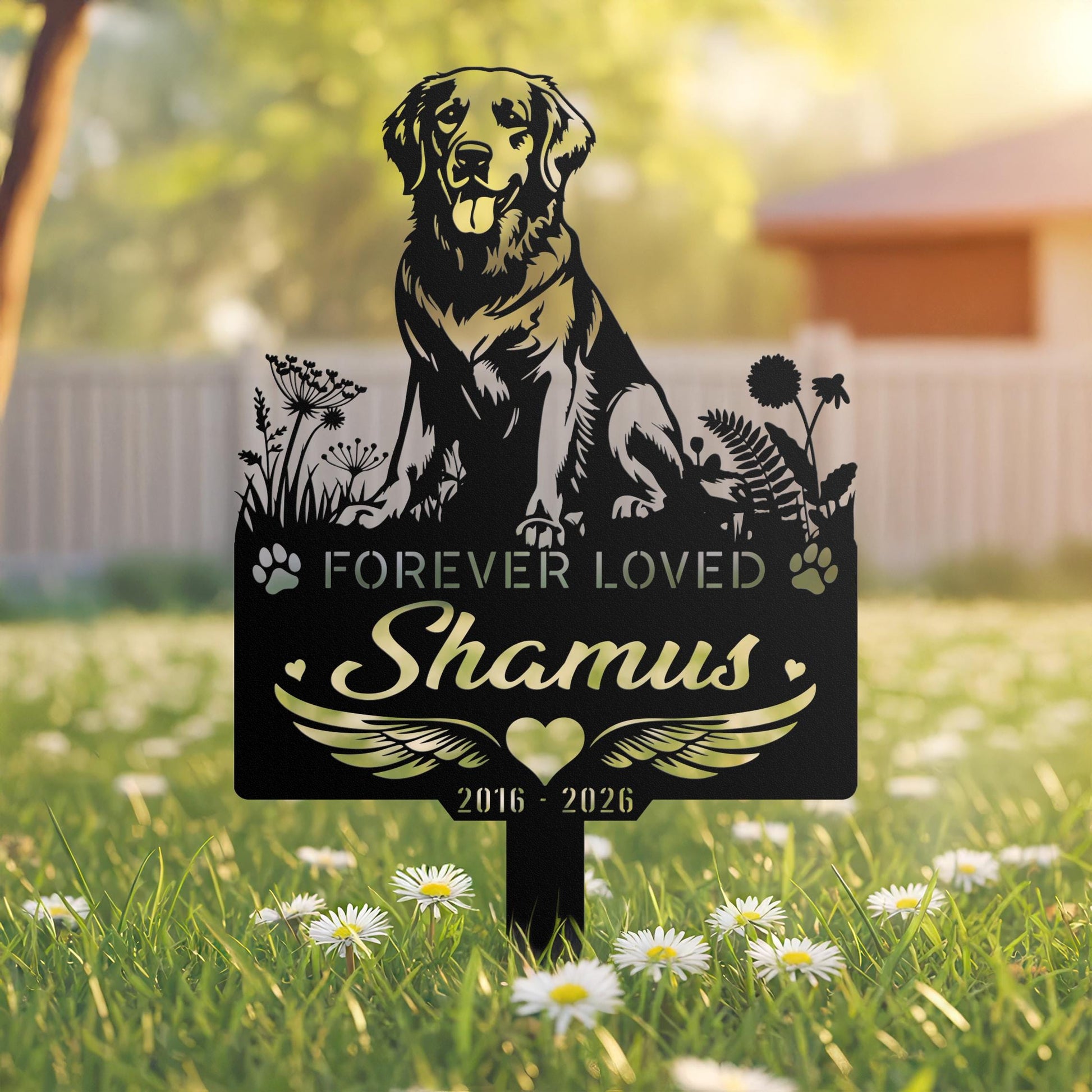 Personalized Dog Memorial Garden Stake – Custom Pet Grave Marker, Forever Loved Dog Remembrance Sign