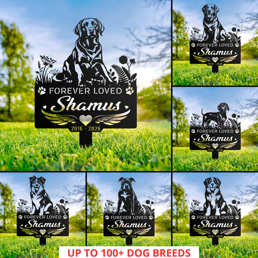 Personalized Dog Memorial Garden Stake – Custom Pet Grave Marker, Forever Loved Dog Remembrance Sign