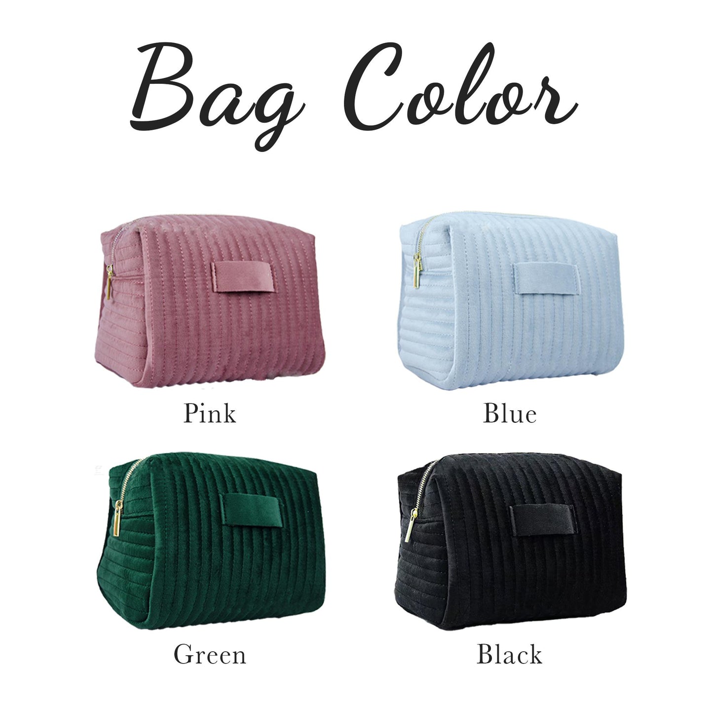 Personalized Velvet Makeup Bag – Custom Name Cosmetic Bag for Bridesmaids, Wedding, Birthday, Galentine Gifts