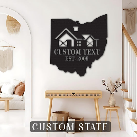 Personalized State Metal Sign – Custom Family Name Wall Art