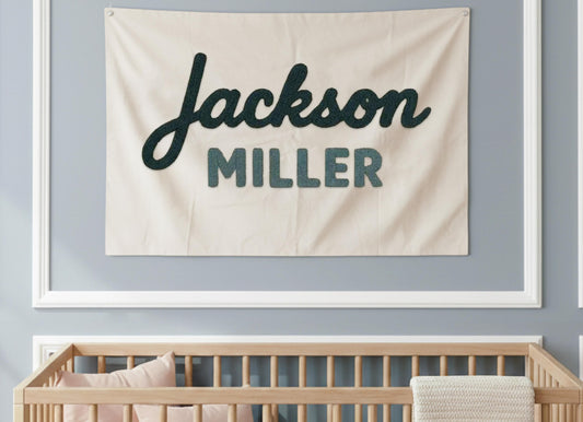 Personalized Chenille Embroidered Tapestry, Custom Text Wall Hanging, Wedding & Family Gift, Party Backdrop Room Decor