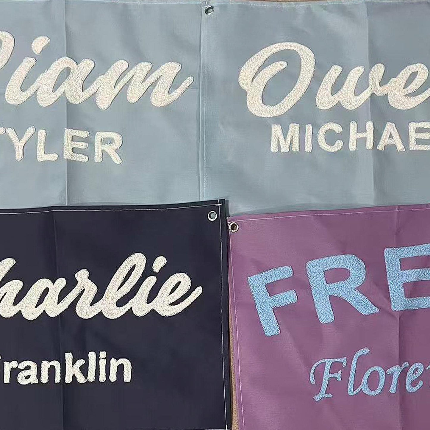 Personalized Chenille Embroidered Tapestry, Custom Text Wall Hanging, Wedding & Family Gift, Party Backdrop Room Decor
