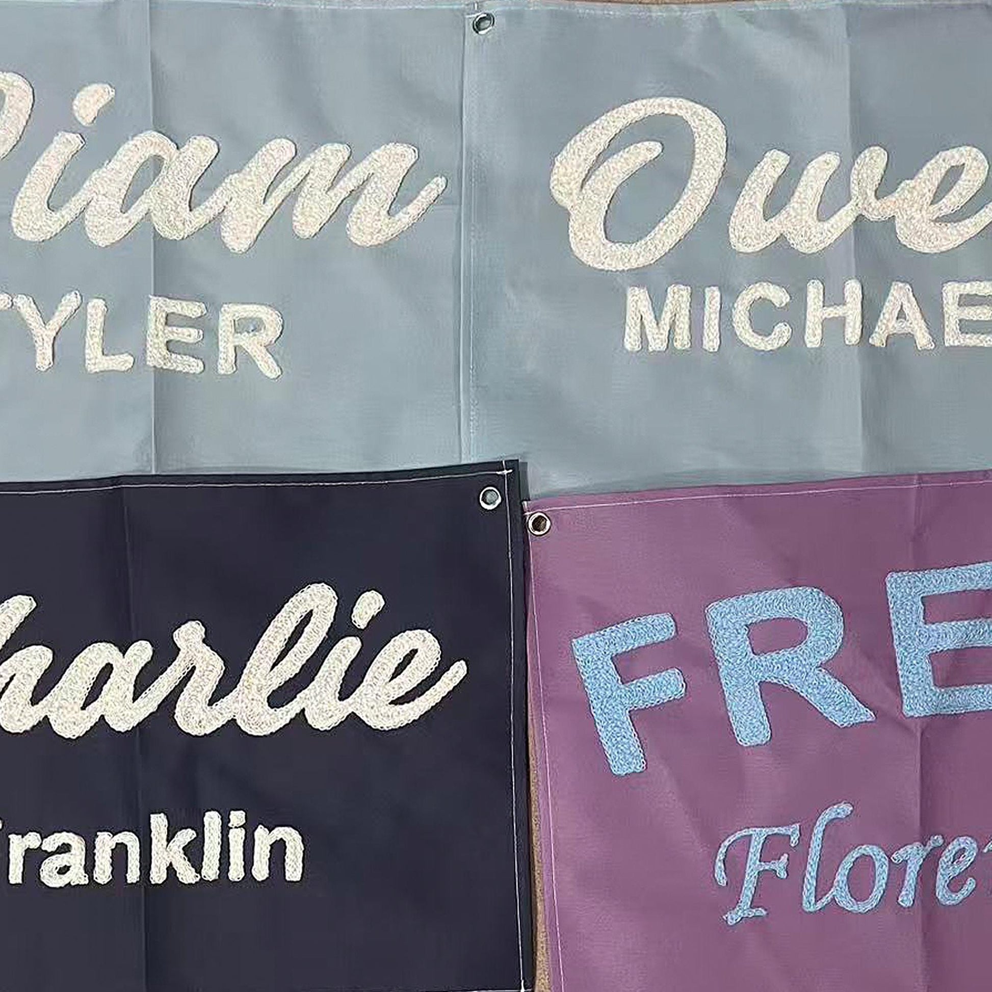 Personalized Chenille Embroidered Tapestry, Custom Text Wall Hanging, Wedding & Family Gift, Party Backdrop Room Decor