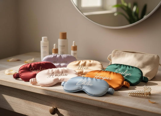 Personalized Embroidered Satin Sleep Mask, Custom Name Eye Mask, Bridesmaid Gift, Self-Care Accessory