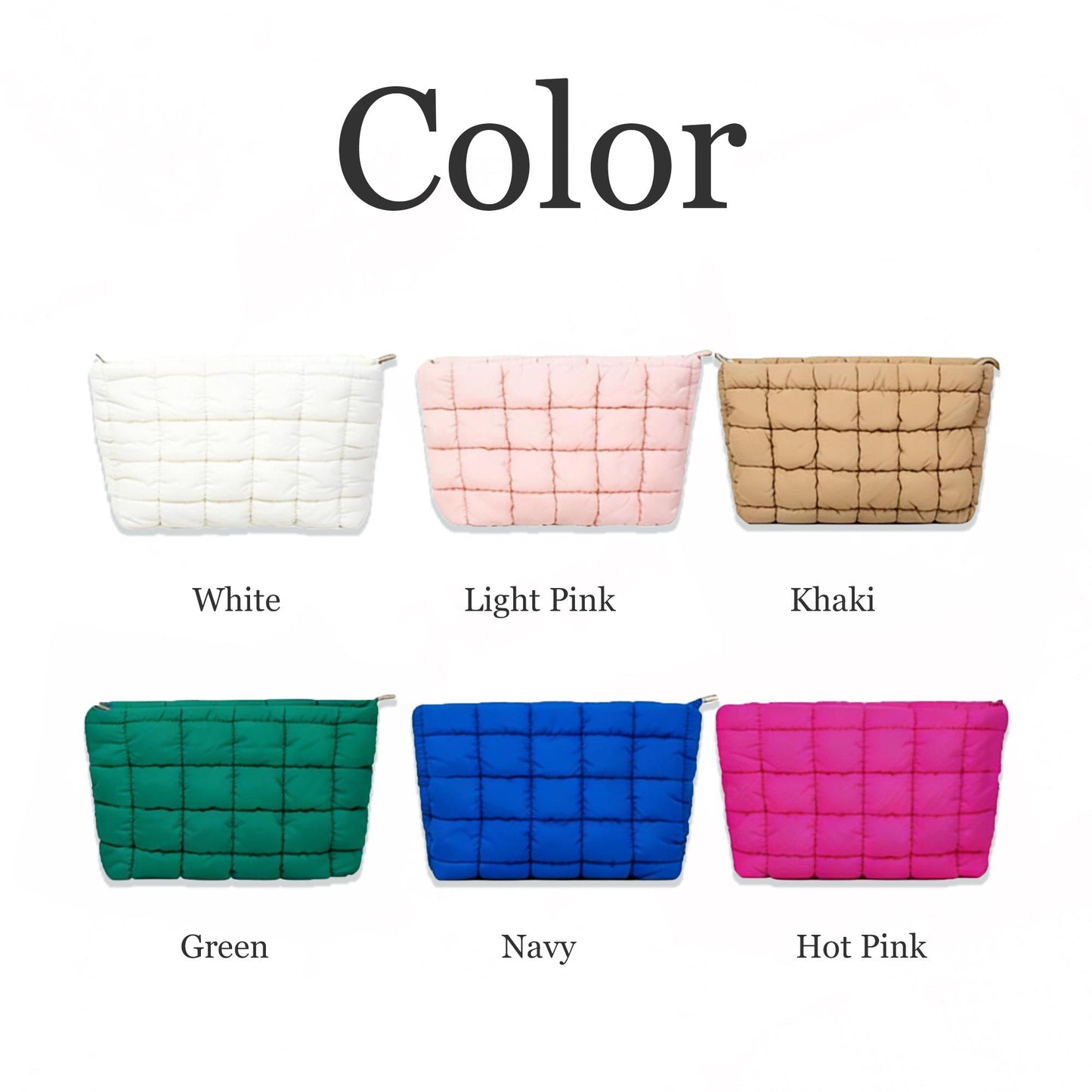 Personalized Name Puffer Makeup Bag, Custom Quilted Cosmetic Pouch, Bridesmaid Gift, Travel Toiletry Bag, Gift for Her